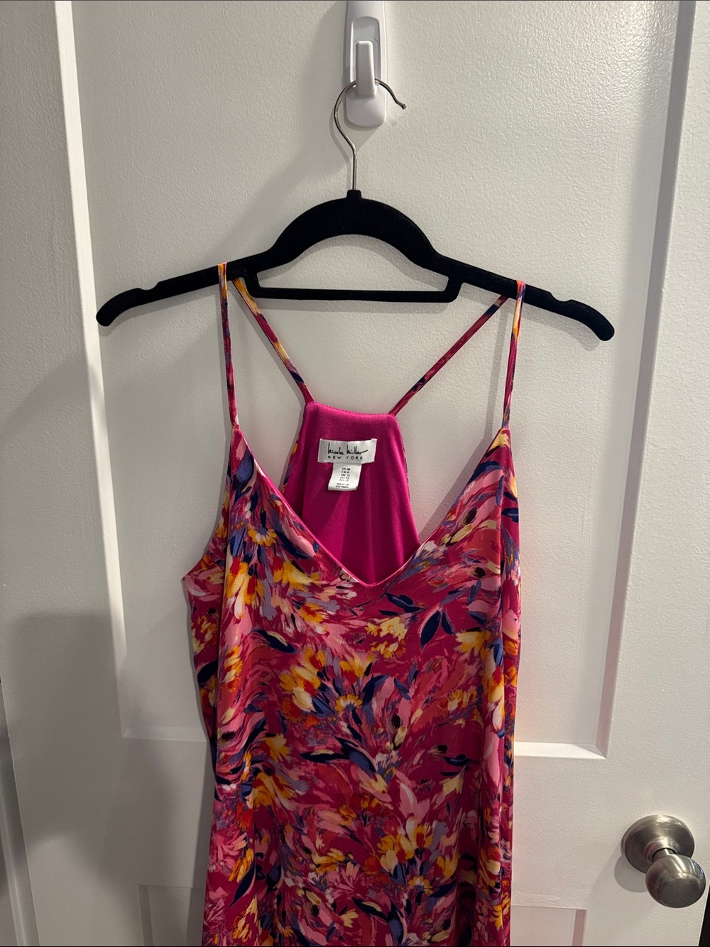 Nicole Miller Hot Pink Floral Maxi Dress